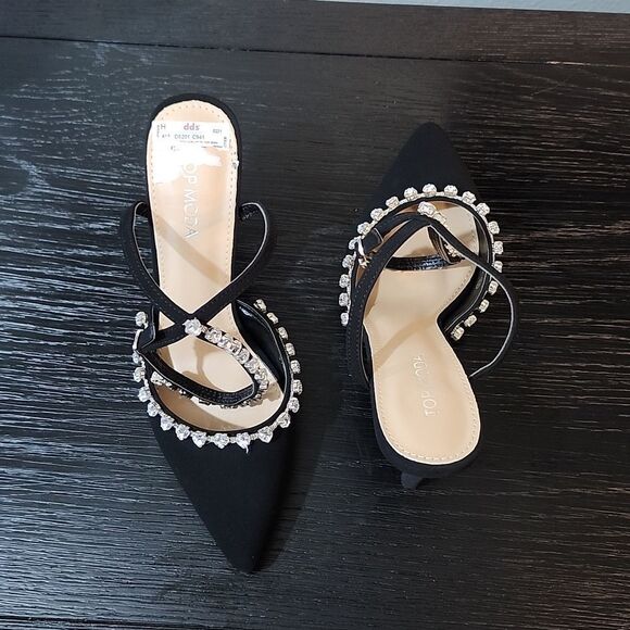 BRAND NEW TOP MODA POINTED TOE JEWEL STUDDED ANKLE STRAP CLOSURE SANDAL - Picture 8 of 16